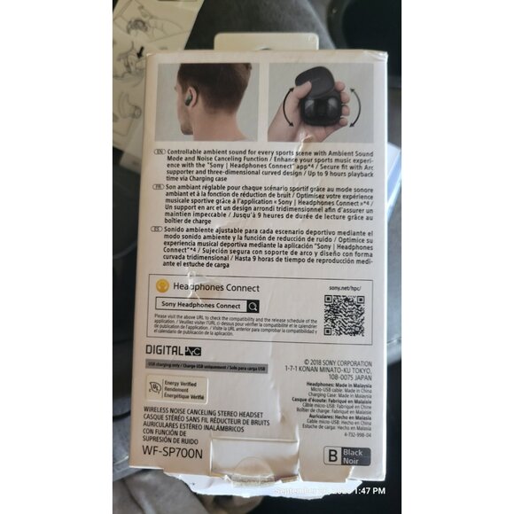 Sony WF-SP700N Wireless In-Ear Headphone - Black - Picture 4 of 5